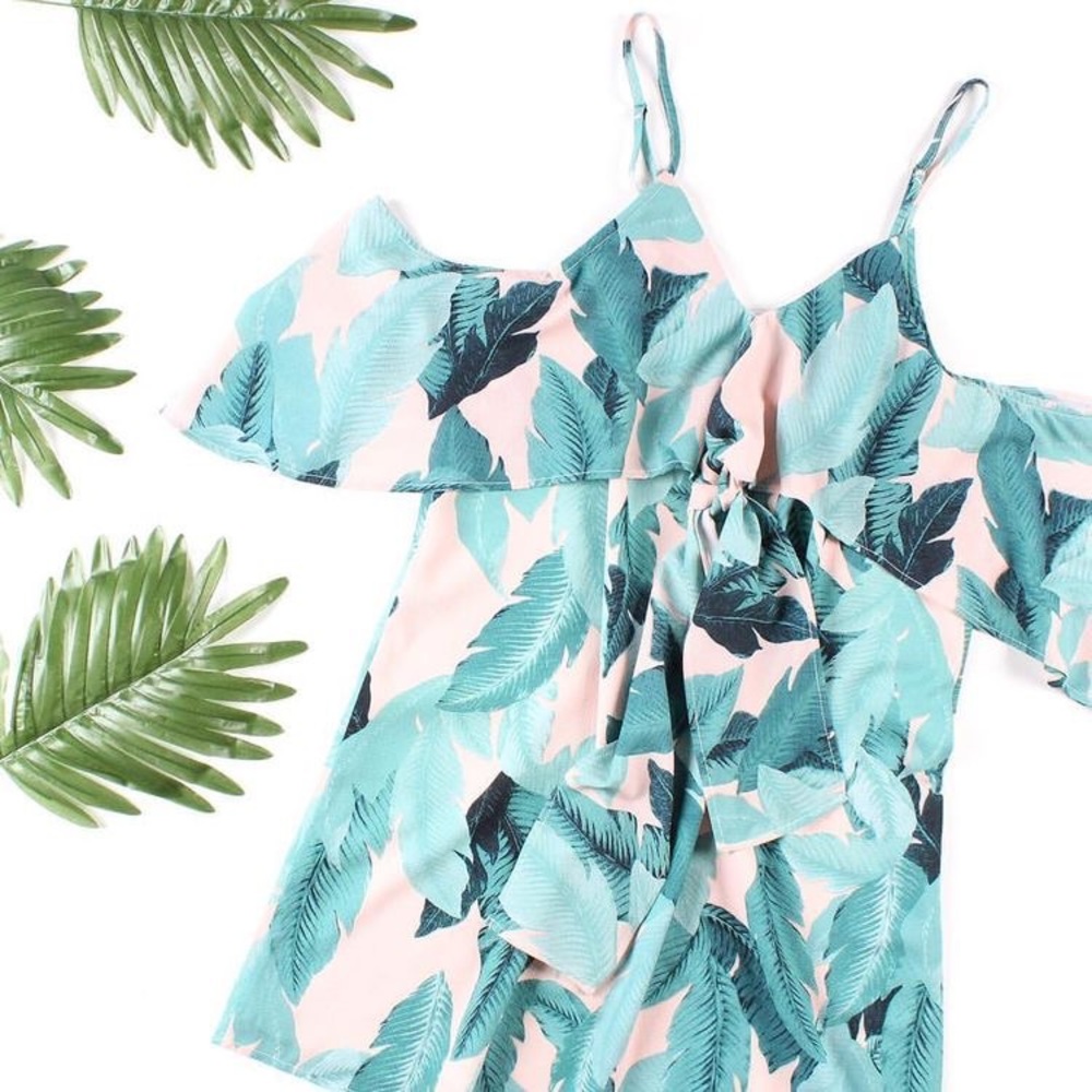 VICI tropical mini cold shoulder dress